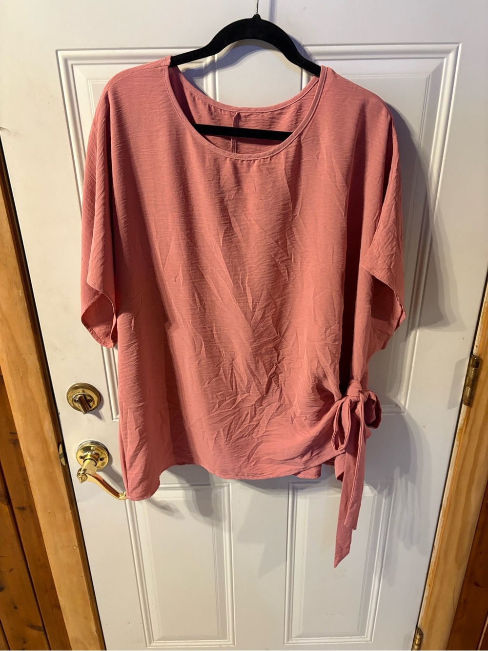 SHEIN Tie-Hem Short Sleeve Top - Dusty Rose Very Lightweight Size 3X/4X